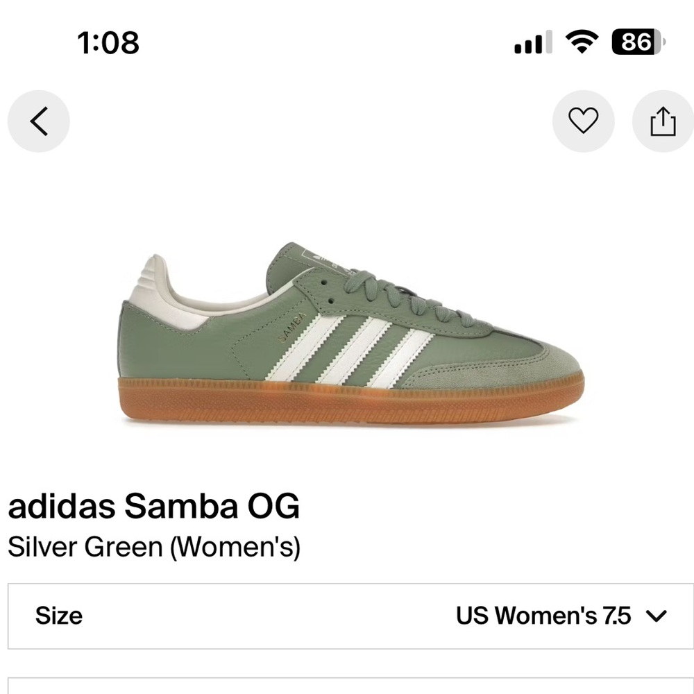 Adidas Samba | Silver Green | W 7.5